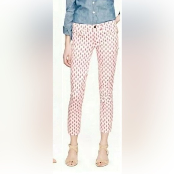 J. Crew White Floral Cropped Matchstick Jeans in Thistle Size 27 - Picture 1 of 7